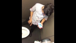 Boy Masturbates in Toilet – Voyeur, young Asian gay