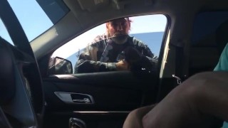 Homeless Guy Watches Stud Cum in Driver’s Seat