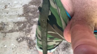 Teen Boy Get Hard his 23 cm Cock in the abandoned building (RISKY)