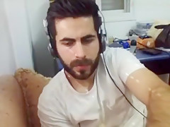 Hot Arabian guy with beard cums in cup on Chaturbate