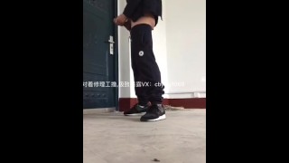 Stroking in front of Handyman, young young Asian gay