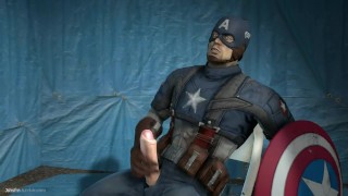 Animated Captain America Jerking Off & Cumming