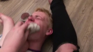 Bound Twink Takes Unwanted Foot