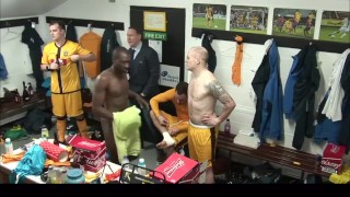 Pro English footballers filmed naked in the locker room after match