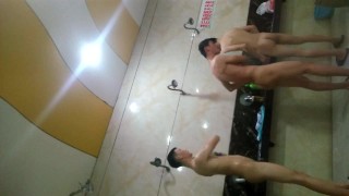 Chinese boys public bathroom spycam, young Asian gay sex