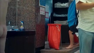 Korean Spa Sauna Locker Room Guy with Hot Cut Cock, young Asian first time gay sex