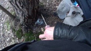 my boyfriend holding my cock pissing together in the woods, best gay amateur