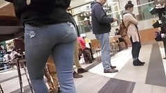 Young gay girl in tight tight jeans at the mall, hot young Asian gay sex