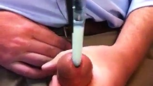 Filling my pen with cum