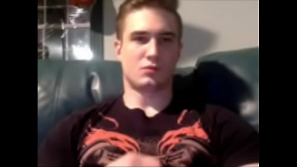 Muscled blond guy masturbates on webcam