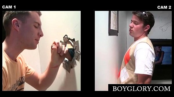 Gay on knees mouth fucking shaft on gloryhole